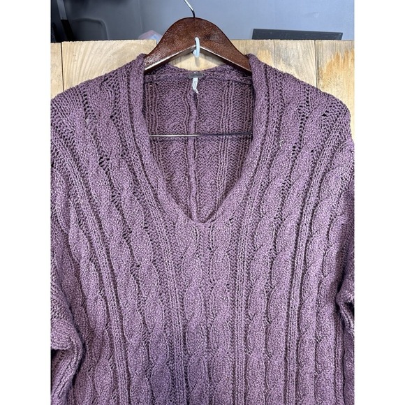 Free people tunic size Xs brown/mocha color 3/4 sleeve Pullover Crochet - Picture 8 of 13